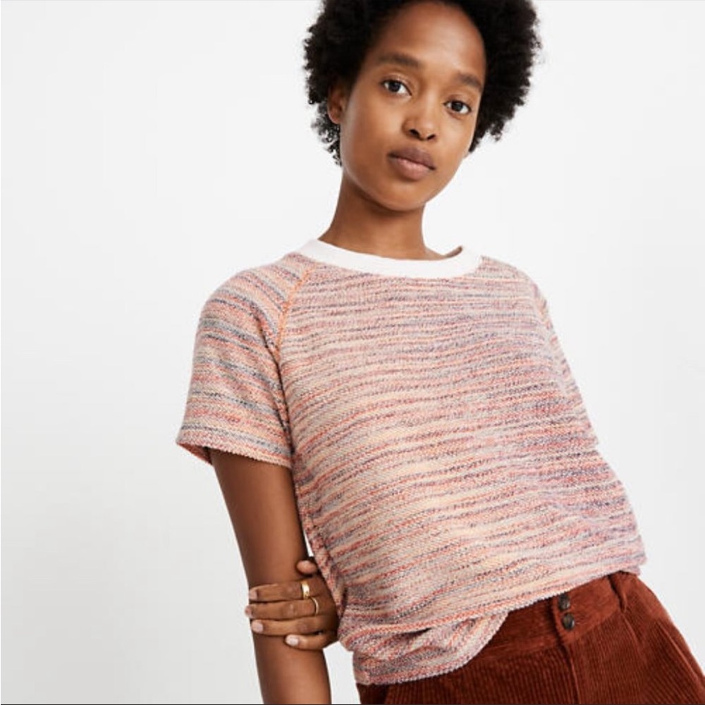 Madewell Texture and Thread Rainbow Space Dye Terry Sweatshirt Tee - Size Medium